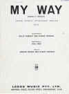 My Way (Comme d'Habitude) (1967) sheet music